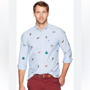 RALPH LAUREN Men's Embroidered Varsity Oxford button-up shirt blue chambray